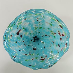 1 Stück Mundgeblasene Glasplatte im Murano-Stil, D32 cm-Blüte des Ozeans