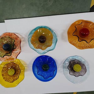 Mundgeblasene Murano Style Glas Wandplatten D30cm - Multi-Layer Art Glas Blumen-Dekor