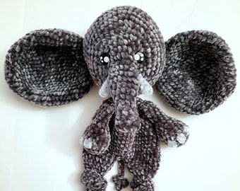 CROCHET PATTERN Elias the Elephant Snuggler Amigurumi Pattern Crochet Stuffed Animal Crochet Lovey Instant Download Baby Shower Gift PDF