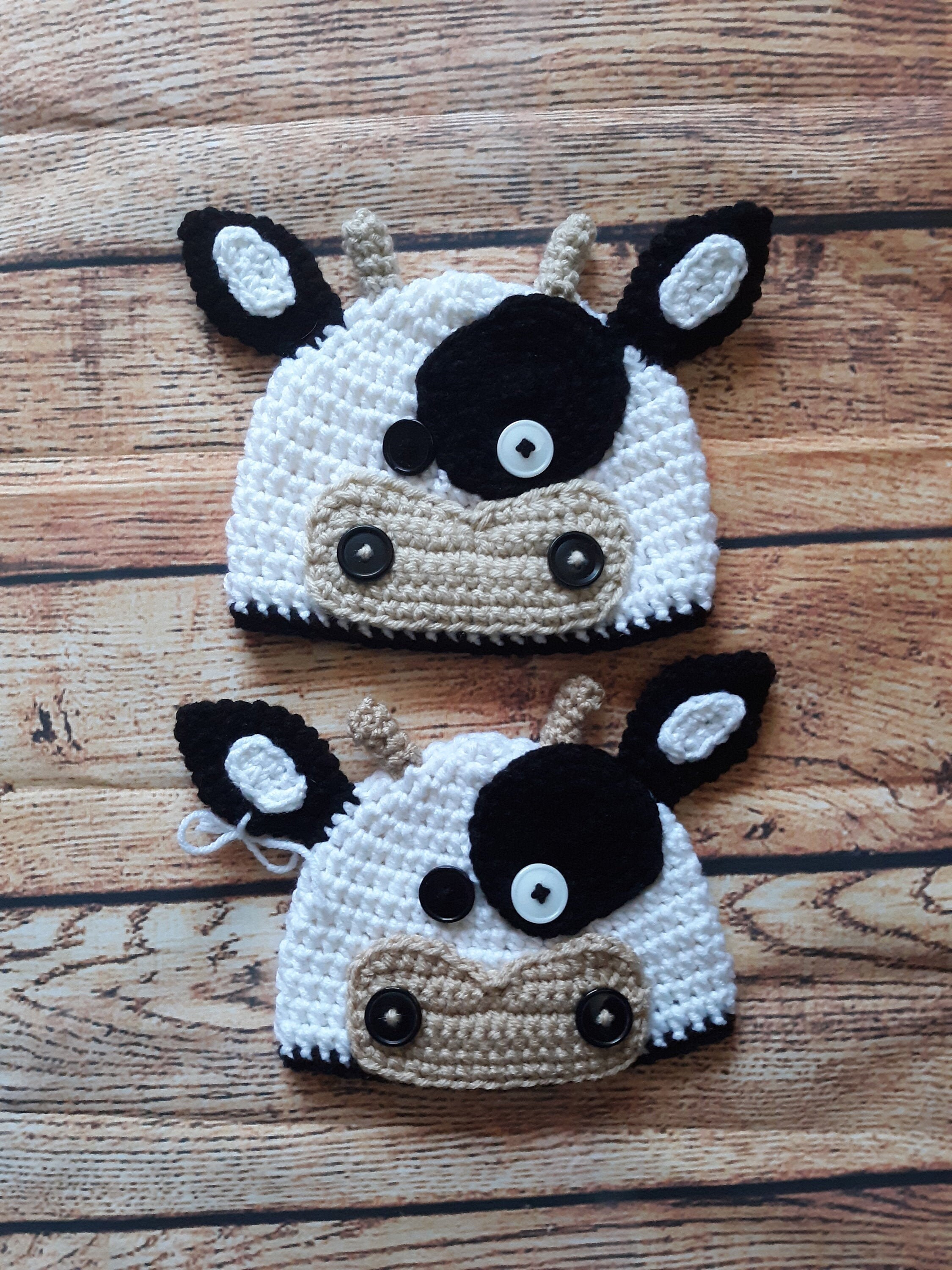 CROCHET PATTERN Black and White Baby Cow Hat Pattern Cow Hat Etsy