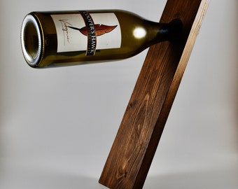 Balanced Wine Stand | Natural Wood | Decor Display | Rustic