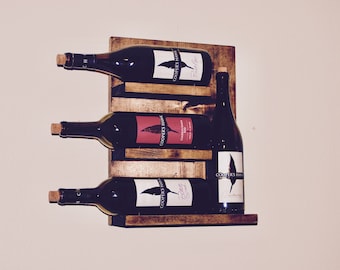 Four Bottle Wine Display | Wine | Natural Wood | Wine Rack | Wall Decor