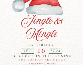 Christmas party invitation| Christmas Dinner| Invitation template| Canva edit| Festive Invitation