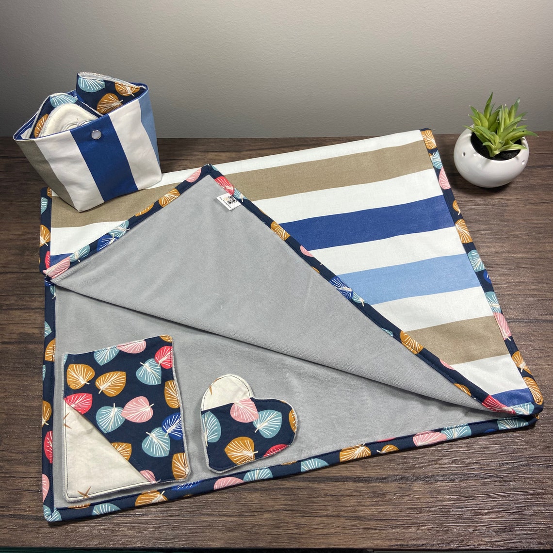 Travel Changing pad with assorted reusable washcloths and Etsy
