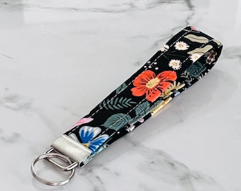 Keychain Wristlet, Key Fob, Rifle Paper Co Key Wristlet, Fabric Keychain, Floral Keychain, Wristlet Keychain, Mini Keychain - Bramble