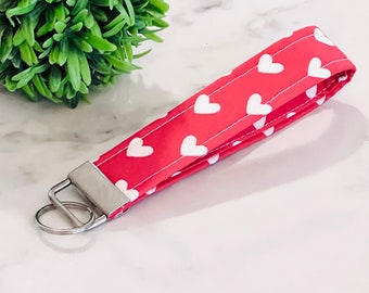 Keychain Wristlet, Key Fob, Valentines heart Key Wristlet, Fabric Keychain, Floral Keychain, Wristlet Keychain, Mini Keychain