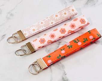 Key fob Wristlet 1” Custom Keychains, Key Fob, Floral Key Fob, Gift for Her, Wristlet Lanyard for Women