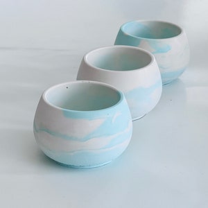 Set of 5 Petite Round Concrete candle Jars Candle making Containers wholesale Jars handcrafted vessels Candle Empty Sealed Vessel - Blue