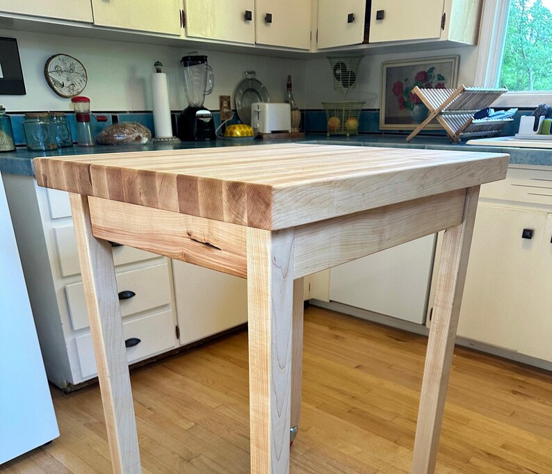 Eastern White Maple Butcher Block Kitchen Island Cart - Etsy