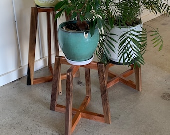 Walnut/Sapele Hardwood Plant Stands