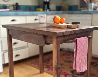 Black Walnut Butcher Block Table | Kitchen | Kitchen Island | Kitchen Prep Table | Bakers Table