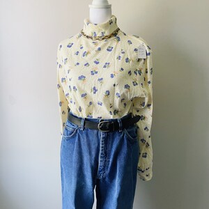 White Turtleneck With Blue Floral - Etsy
