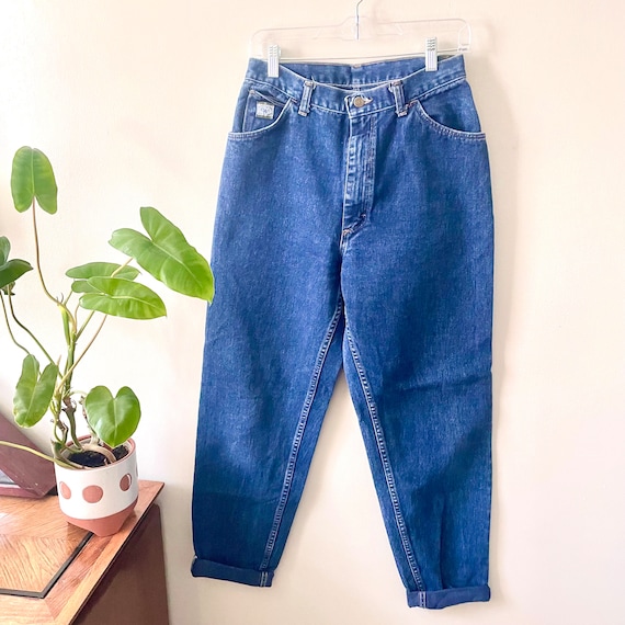 28” | vintage 90s womens mom jeans dark wash wran… - image 1