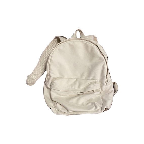 Cream off White Canvas Backpack Brandy Melville Leather Brown 