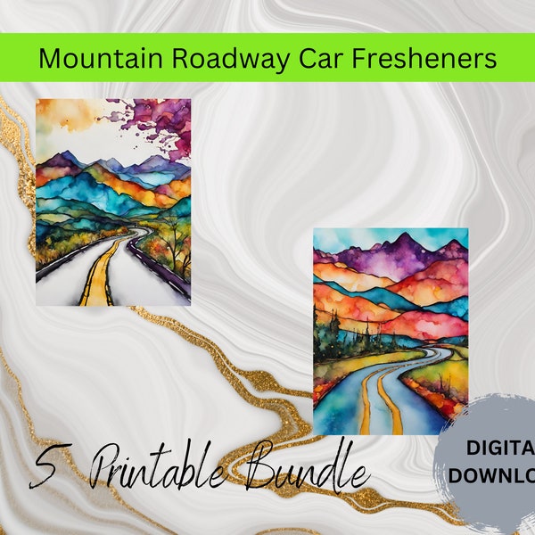 Mountain Roadways Air Freshener Sublimation Bundle, Sublimation Car Freshener Designs, Set of 5 Sublimation Designs