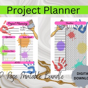 Project Planner for Arts and Crafts, Crafting mindfulness, Blank Printable 2page Planner