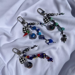F1 Driver Helmet Keychain | Bag Charm | F1 Accessories | Beaded Dangle Keychain