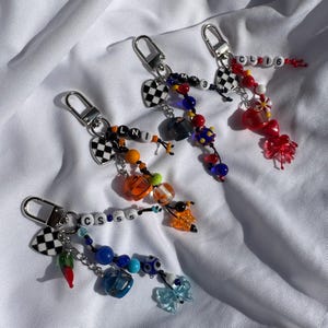 F1 Driver Helmet Keychain: Beaded Formula 1 Bag Charm