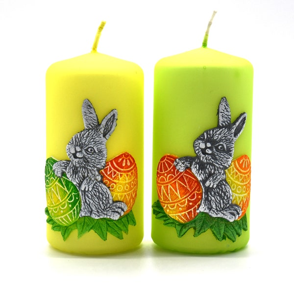 Easter Bunny Pillar Candle with Pisanka 50x100cm