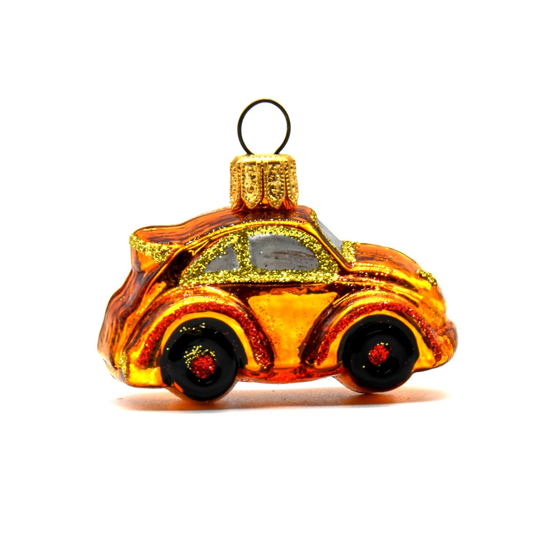 GLASS ORNAMENT CAR Orange Christmas Small Gift Ornaments Etsy