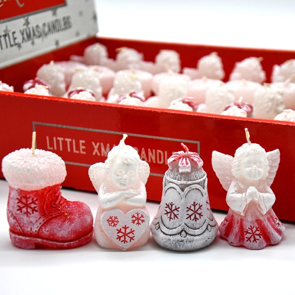 CHRISTMAS CANDLES 2” Angel, Red Santa Claus Boot, Bell, Christmas Gift, Holiday Decore