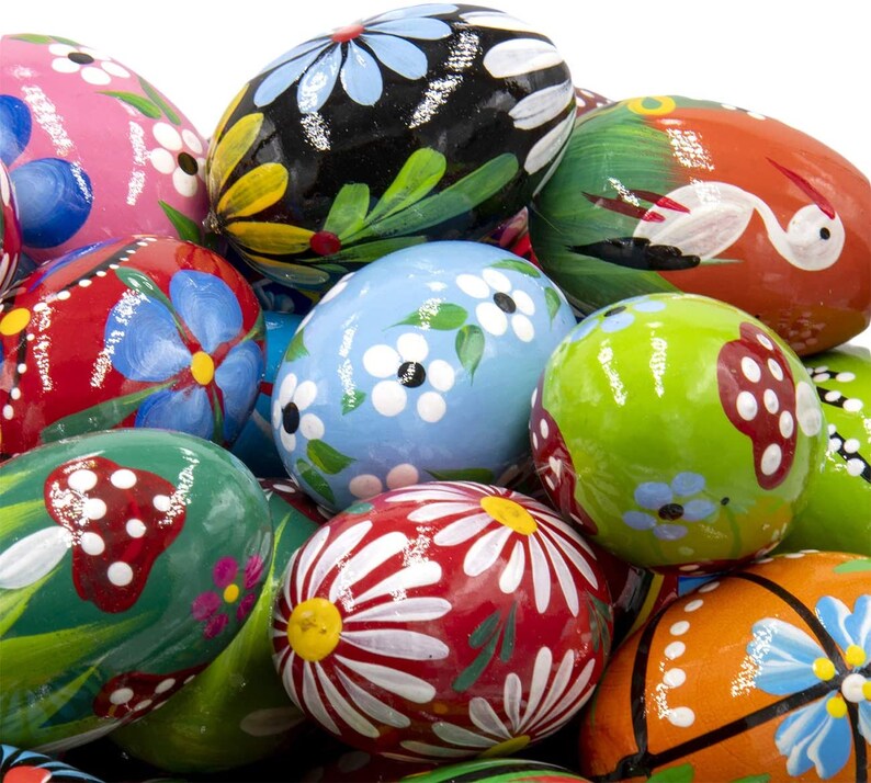 Hand Painted Easter Eggs PISANKI, Wooden Pysanky, Decorative Egg, EASTER GIFT image 5