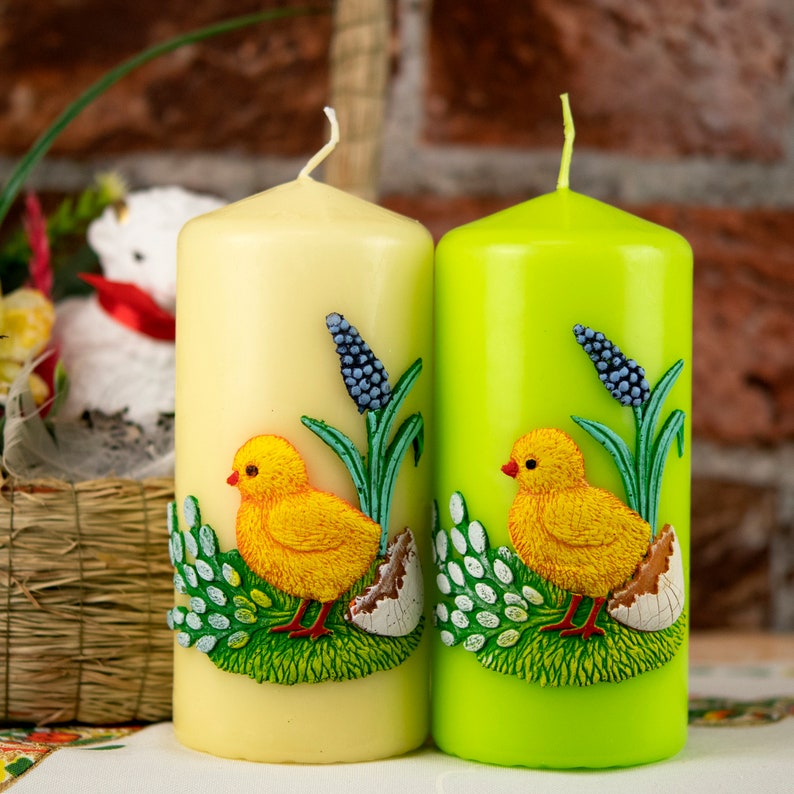 Easter Candles Decor Realistic Yellow/green Easter Etsy