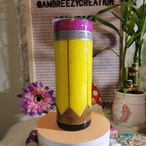 Pencil Tumbler | Glitter Pencil Tumbler | Glitter Teacher Pencil Tumbler | Teacher Appreciation Gift