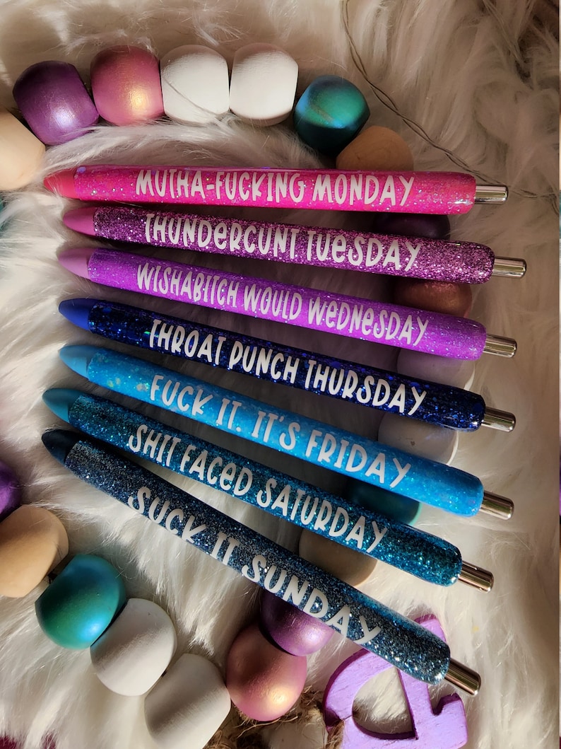 Days of the Week pens, Moody pens, Sarcastic pens, Funny pens, Sassy pens, Work pens, Snarky pens, Papermate Inkjoy pens, Refillable pens image 1