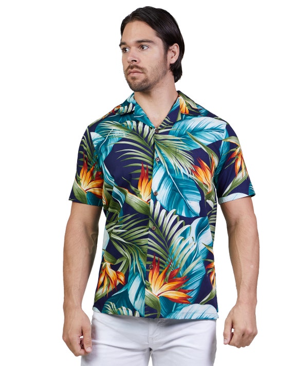 Hawaiian Shirt Leaf Bird of Paradise Print Made In Hawaii | Etsy