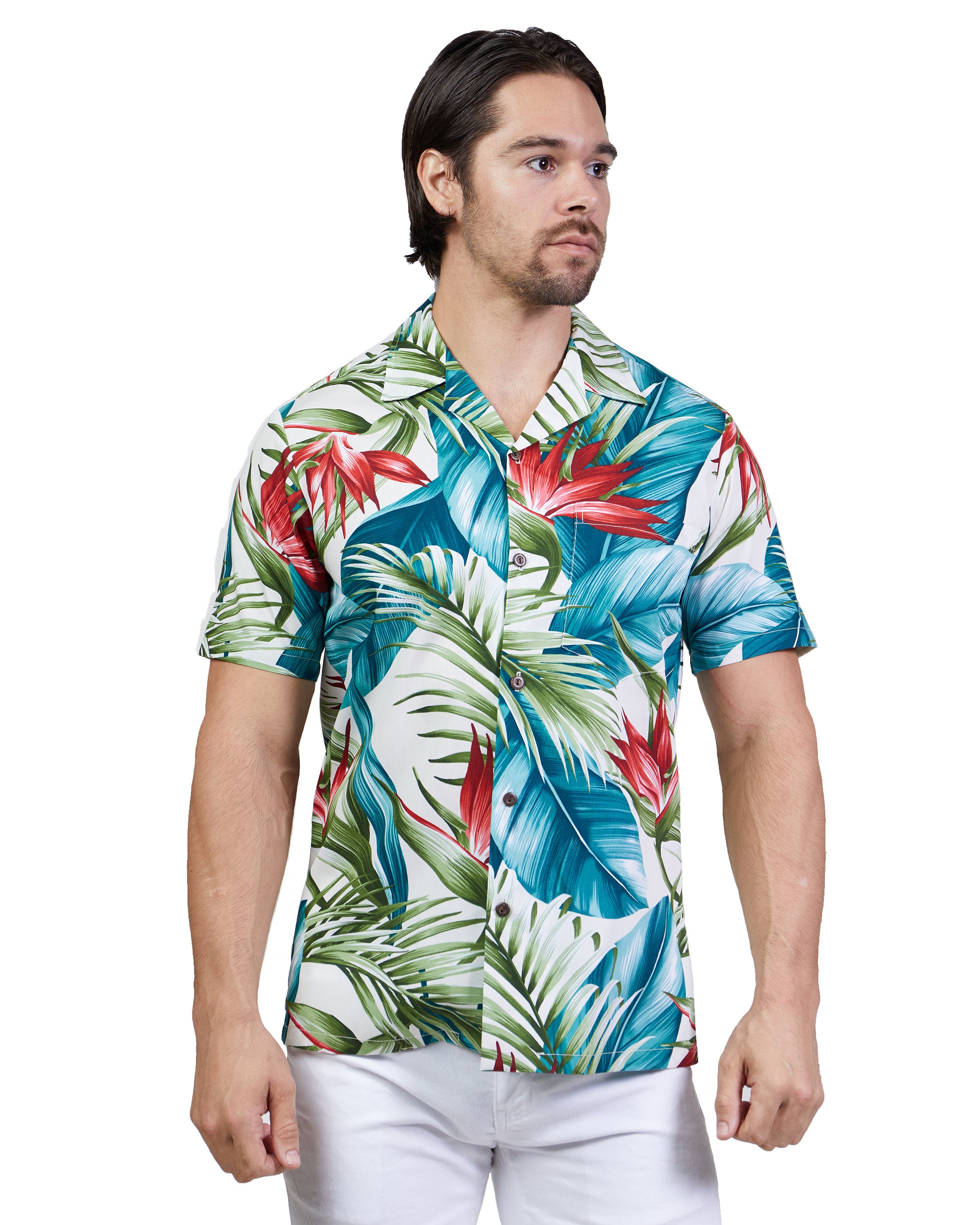 Hawaiian Shirt Leaf Bird of Paradise Print Made In Hawaii | Etsy