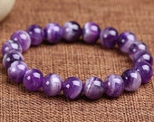 Amethyst Bracelet, Healing Crystal Bracelet, Spiritual Protection Balance Meditation Grounding Bracelet, Inner Peace Mental Health Gift
