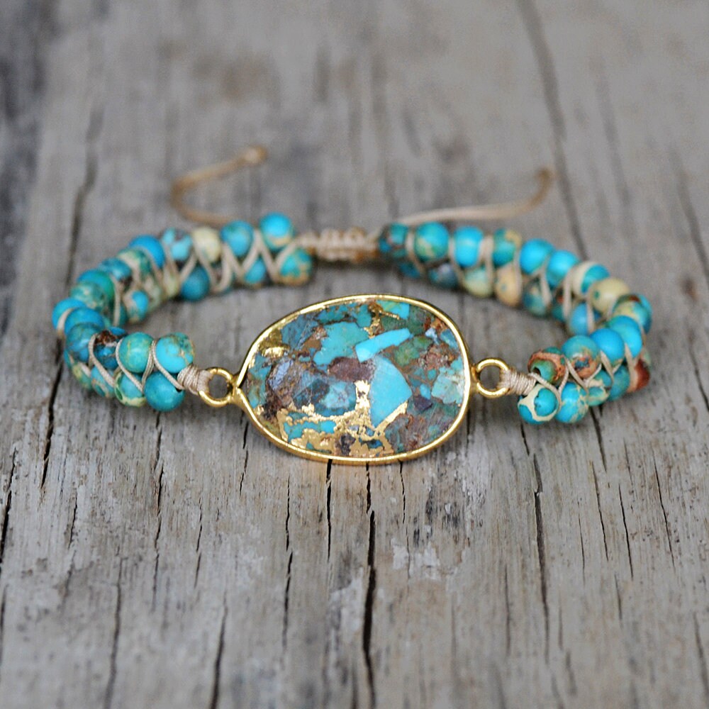 Turquoise Bracelet, Healing Gemstone Bracelet, Natural Stone Bracelet…