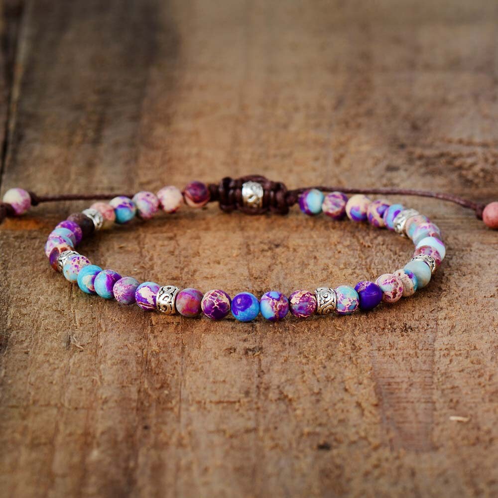 Jasper Bead Bracelet, Healing Gemstone Bracelet, Natural Purple King …