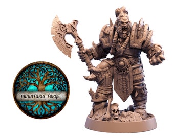 Db Orc Lord Primo Bataille miniature - Get EXTRA Wooden RPG engraved BOX! rpg