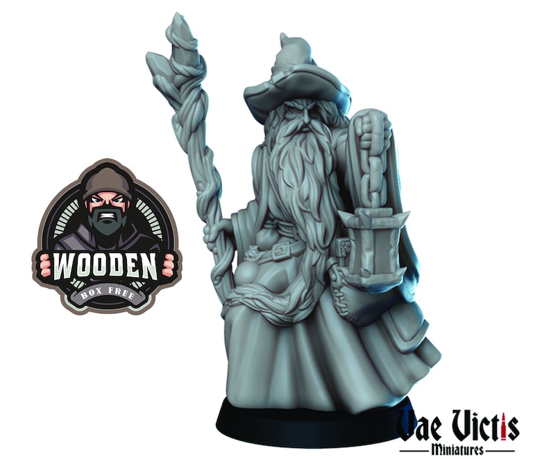 Dungeons and dragons D/&D tabletop miniatures DnD miniatures Old Male Wizard Get FREE Wooden RPG engraved BOX