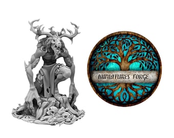 Dd Forest Wendigo miniature - Get EXTRA Wooden RPG engraved BOX!