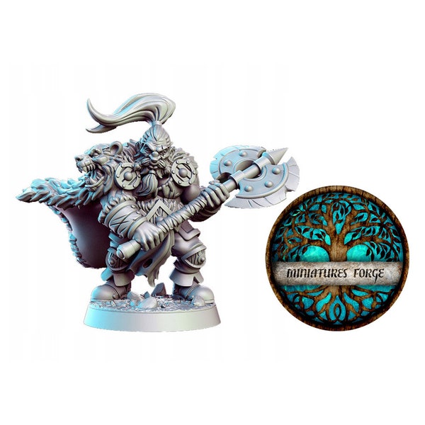 Miniature barbare nain de Rne Ortwayn - | Donjons et dragons mini |