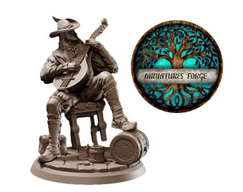 FoG Male bard miniature - Get FREE Wooden RPG engraved BOX!  Miniatures for Dungeon and dragons rpg,  and painting