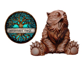 Mb Baby monster owlbear sitting - Get FREE Wooden RPG engraved BOX!  Miniatures for Dungeon and dragons rpg,  and painting