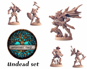 Skeleton miniature heroes set - Get FREE Wooden RPG engraved BOX!  Miniatures for Dungeon and dragons rpg,  and painting tabletop