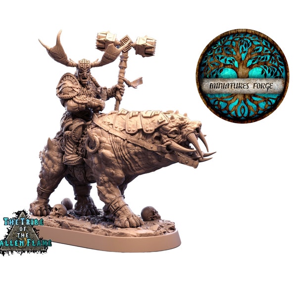 Db Mout Irgut the Crusher on Tuskerbeast miniature - | Dungeons and dragons mini | rpg