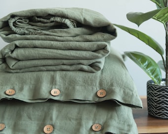 100% Pure Linen Sheet Set in Olivine (US Queen︱US King)