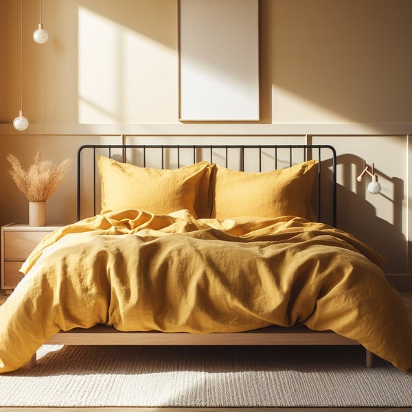 100% Pure Linen Sheet Set in Turmeric (US Queen︱US King)