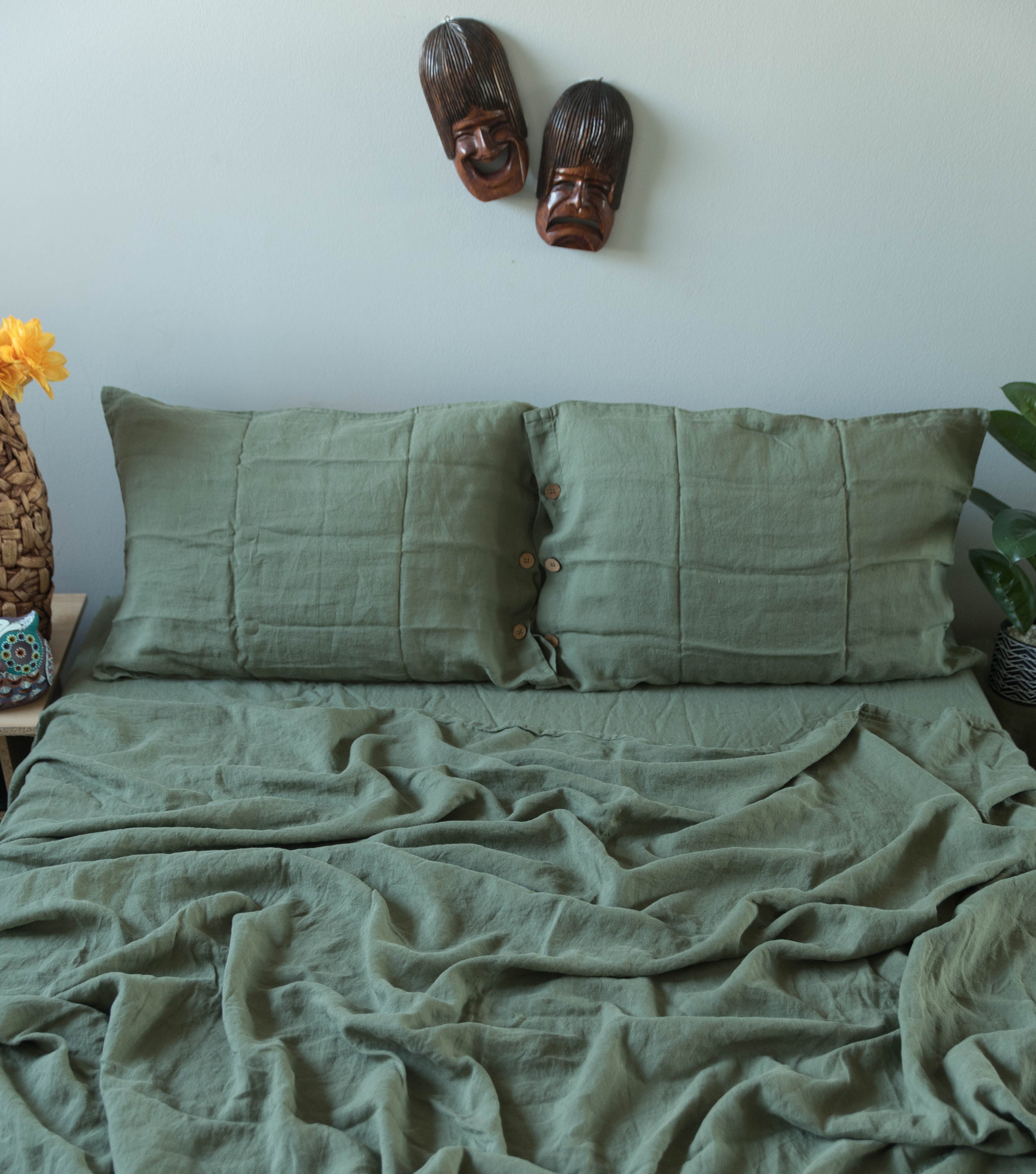 100 Pure Linen Sheet Set in Olivine US Queenus King Etsy Canada