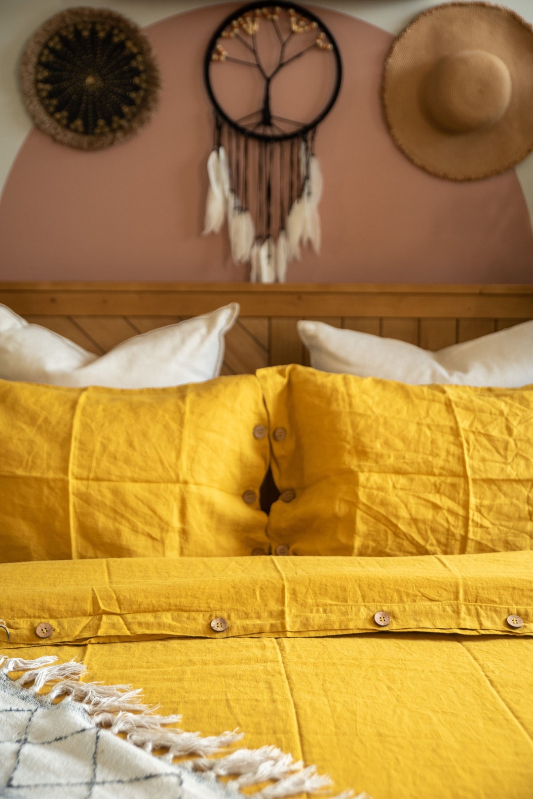 100 Pure Linen Duvet Set With Coconut Shell Buttons in Etsy Canada