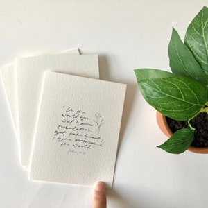 Tome el corazón / aliento tarjeta de felicitación / papel de acuarela texturizada peso pesado, 5.5 "x4.25", en blanco en el interior, con sobre