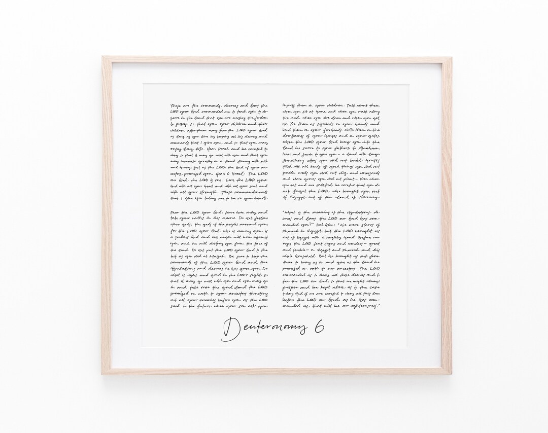 Deuteronomy 6 Handwritten Square Art Print, Bible Verse Wall Art ...