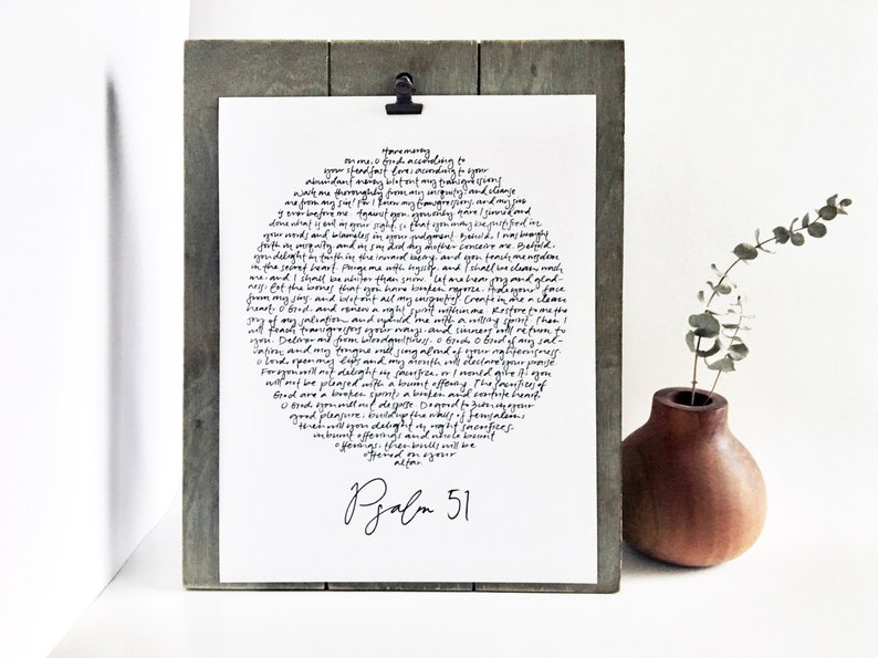Psalm 51 Handwritten Circle Art Print Bible Verse Wall Art - Etsy