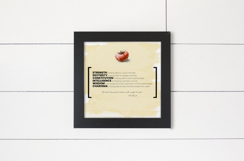 D D Ability Scores Explained With Tomatoes Digital Art Poster Etsy